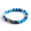 Bracelet "Bouddha" en Pierre Naturelle & Or Antique - 6 couleurs disponibles