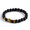Bracelet "Bouddha" en Pierre Naturelle & Or Antique - 6 couleurs disponibles