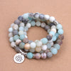 Bracelet Mala "Lotus" de 108 perles en Amazonite Naturelle