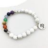 Bracelet "7 Chakras et Sagesse" en Howlite Blanche