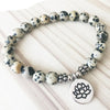 Bracelet Mala Lotus "Joie de l'Être" en Jaspe Dalmatien
