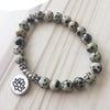 Bracelet Mala Lotus "Joie de l'Être" en Jaspe Dalmatien