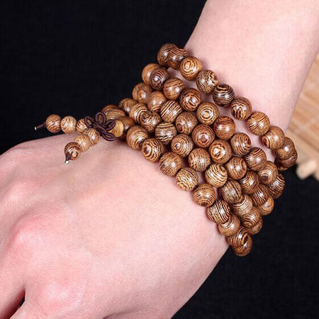 Collier Mala Tibétain de méditation - 108 perles en bois wengé