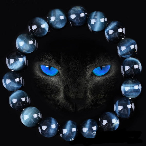 Bracelet en Oeil de Faucon (Oeil de Tigre Bleu) - Bracelet de Protection