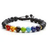Bracelet "Guérison des 7 chakras" en Pierres de Lave (Ajustable)