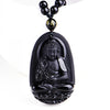 Collier & Pendentif Bouddha "Protection" en Obsidienne Noire
