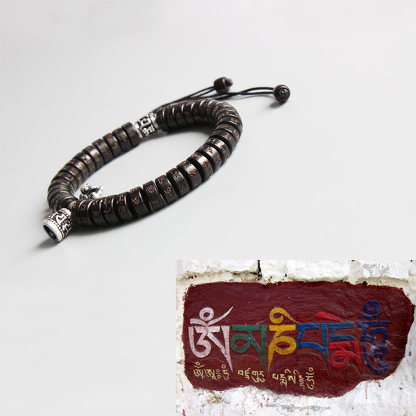 Bracelet Bouddhiste "Vajra" en Perle de Coquille de Noix de Coco
