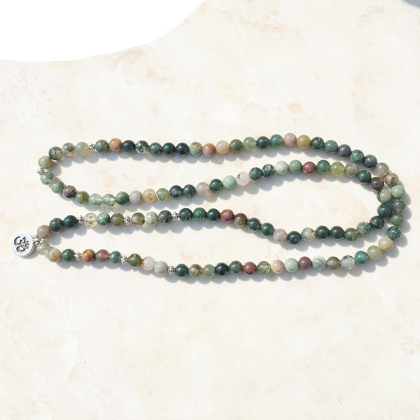 Bracelet Mala "Chanceuse" de 108 perles en Agate Indienne