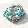 Bracelet Mala "Lotus" de 108 perles en Jaspe Océan et Howlite