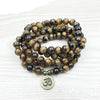 Bracelet Mala "Om" de 108 perles en Oeil de Tigre