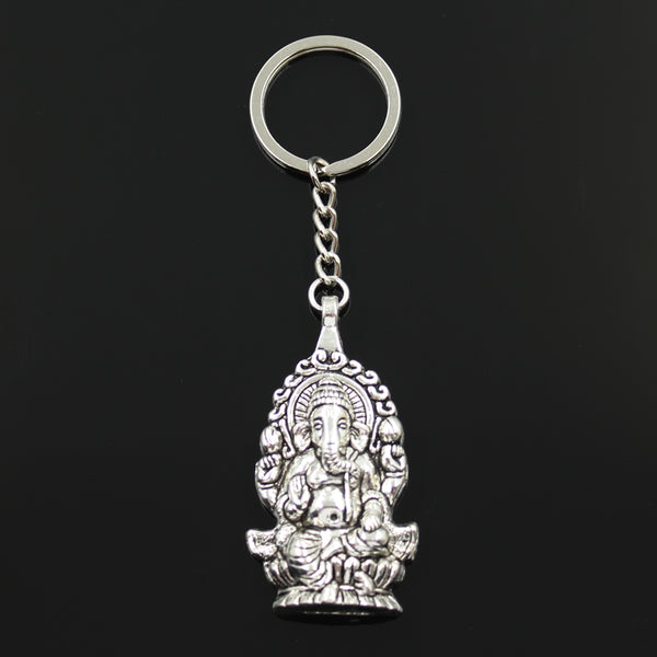 Porte-clés Ganesh Argent Antique