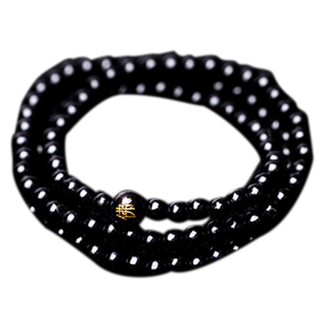 Bracelet de méditation Mâla 108 perles en Bois de santal - Noir ébène