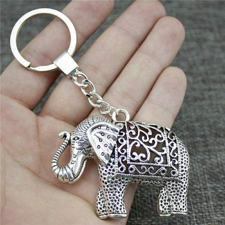 Porte-clés Éléphant Argent Antique
