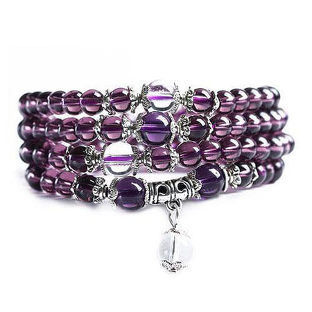 Bracelet Mala Bouddhiste en Améthyste