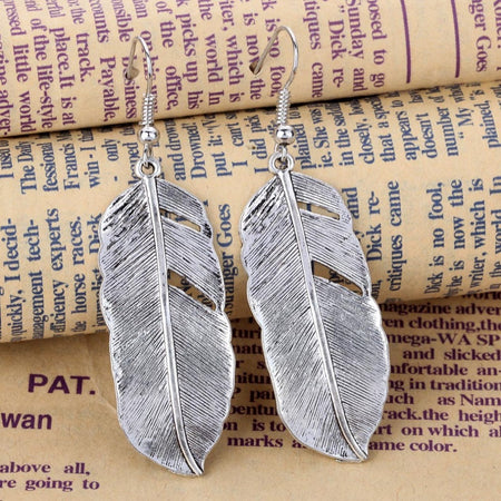 Boucles d'oreilles Plumes - Argent antique