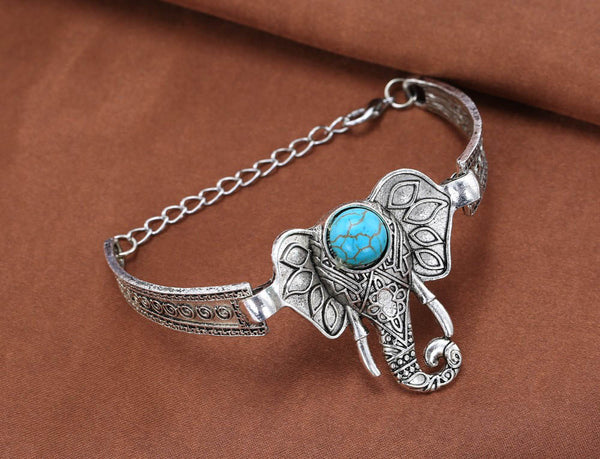 Bracelet de Bras Éléphant réglable avec Turquoise