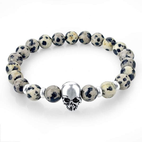Bracelet "Crâne" en Pierres Naturelles - 12 pierres disponibles