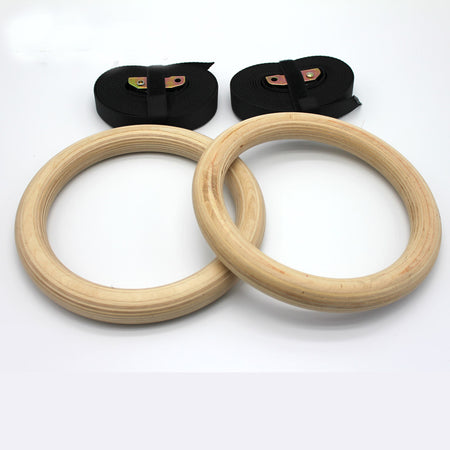Anneaux de gymnastique en bois avec sangles réglables
