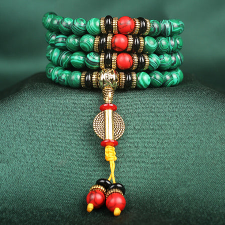 Bracelet Mala 108 Perles en Malachite Naturelle