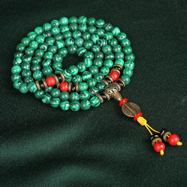 Bracelet Mala 108 Perles en Malachite Naturelle