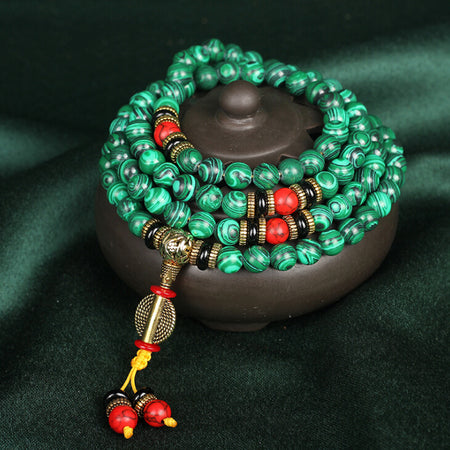 Bracelet Mala 108 Perles en Malachite Naturelle